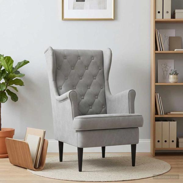 ARDEBO.de - Sessel Hellgrau Samt