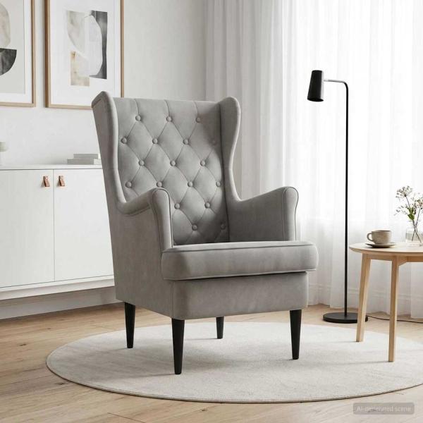 Sessel Hellgrau Samt