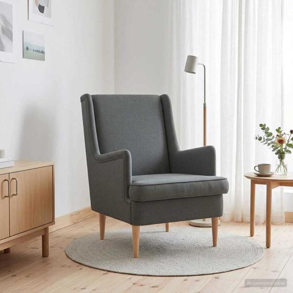 ARDEBO.de - Sessel Dunkelgrau Stoff