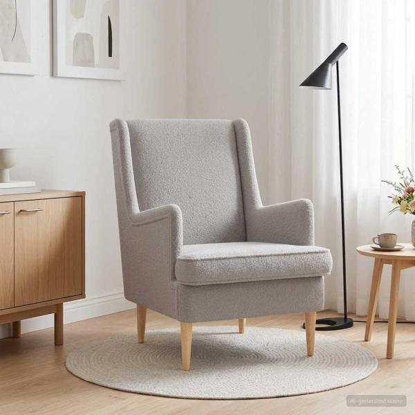 ARDEBO.de - Sessel Hellgrau Bouclé