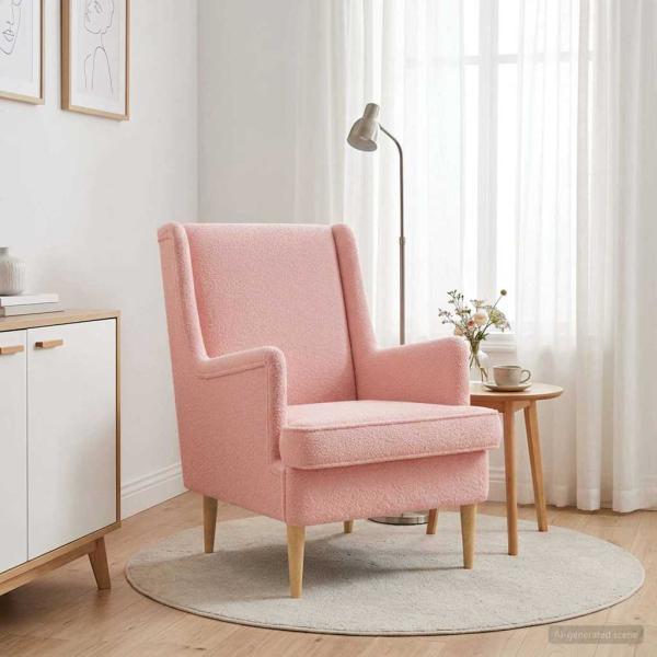 ARDEBO.de - Sessel Rosa Bouclé