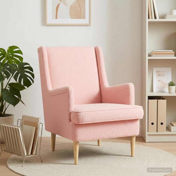 Sessel Rosa Bouclé