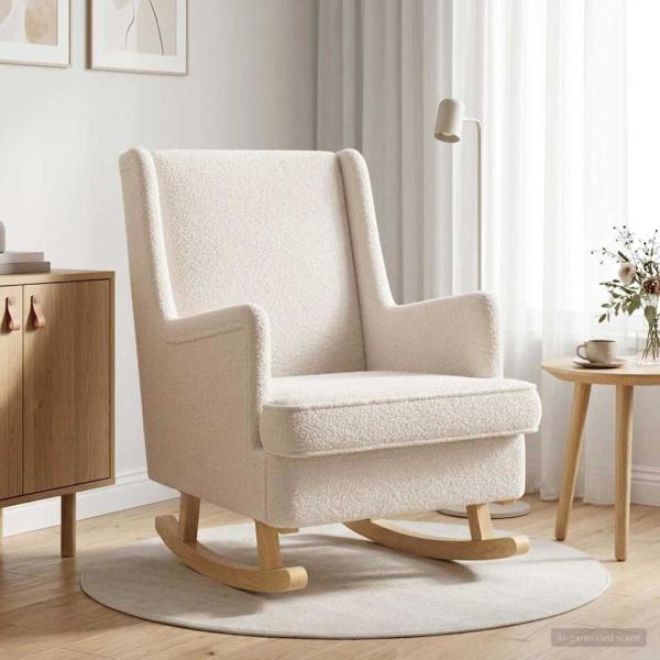 ARDEBO.de - Schaukelstuhl Creme 62 x 80 x 85 cm Bouclé