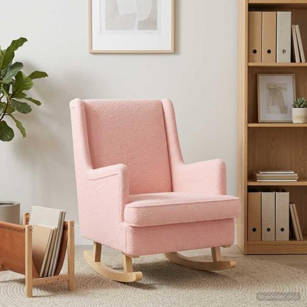 ARDEBO.de - Schaukelstuhl Rosa 62 x 80 x 85 cm Bouclé