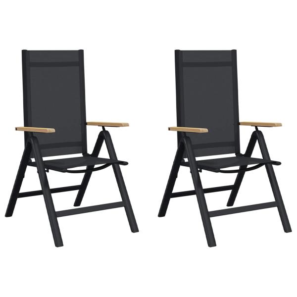 Liegestühle für den Garten 2 stk. Schwarz Textilene