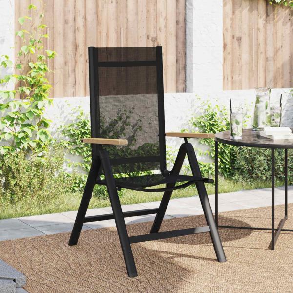 Liegestühle für den Garten 2 stk. Schwarz Textilene