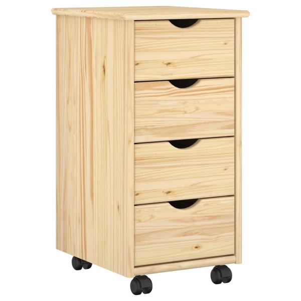 Rollschrank 34 x 39 x 65,5 cm Massivholz Kiefer Braun
