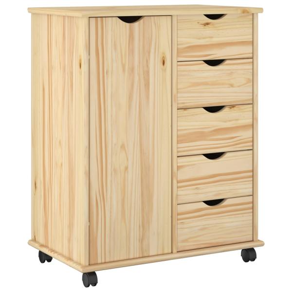 Rollschrank 63,5 x 39 x 79 cm Massivholz Kiefer Braun