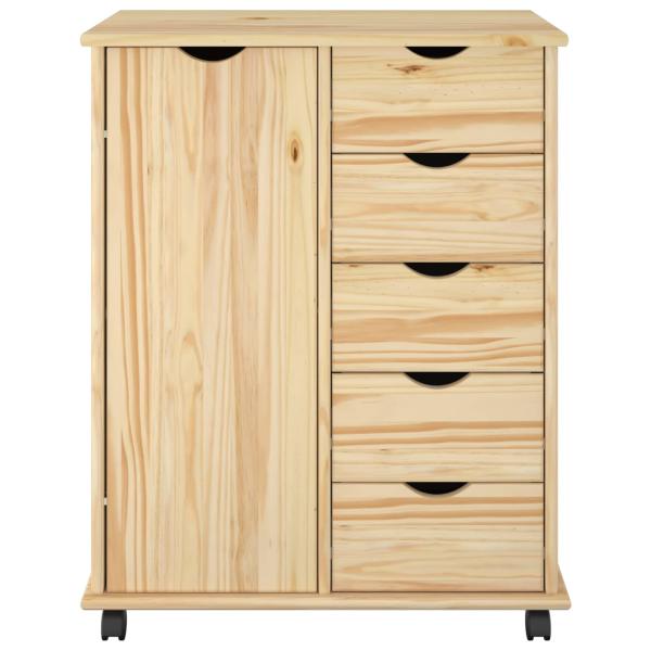 Rollschrank 63,5 x 39 x 79 cm Massivholz Kiefer Braun