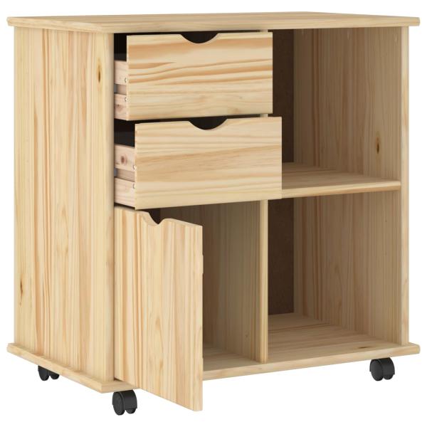 Rollschrank 63,5 x 39 x 65,5 cm Massivholz Kiefer Braun