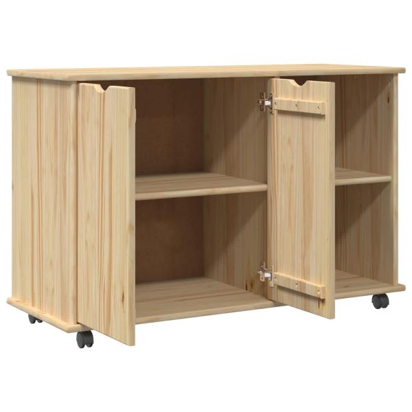 Rollschrank Mit Rad Braun 100 x 39 x 65,5 cm Massivholz Kiefer