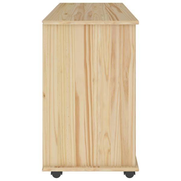 Rollschrank Mit Rad Braun 100 x 39 x 65,5 cm Massivholz Kiefer