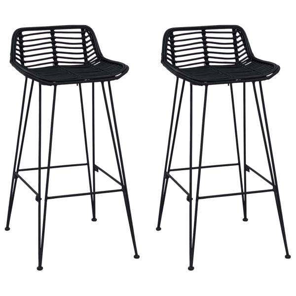 Barhocker 2 Stück Schwarz 44 x 46 x 91 cm Rattan und Stahl