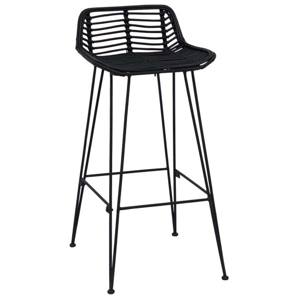 Barhocker 2 Stück Schwarz 44 x 46 x 91 cm Rattan und Stahl