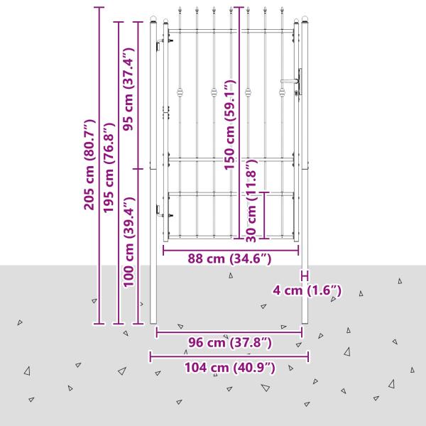 Zauntor ASTEN 100 x 150 cm Metall Schwarz Abschließbar