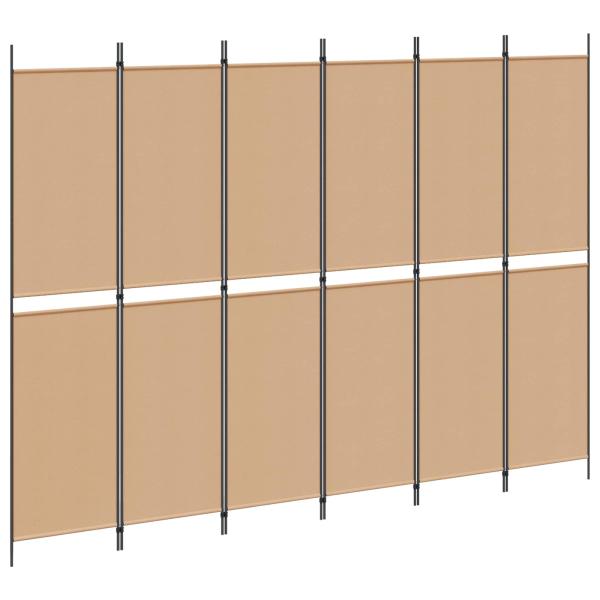 6-teiliger Raumtrenner Beige 300 x 220 cm Stoff