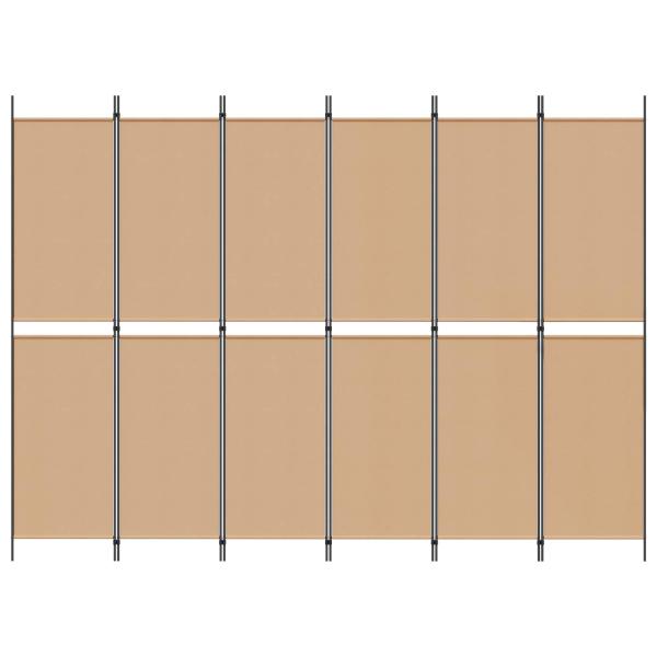 6-teiliger Raumtrenner Beige 300 x 220 cm Stoff