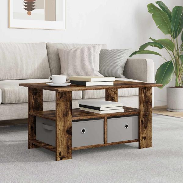 ARDEBO.de - Couchtisch Geräucherte Eiche 77 x 55 x 42 cm Holzwerkstoff