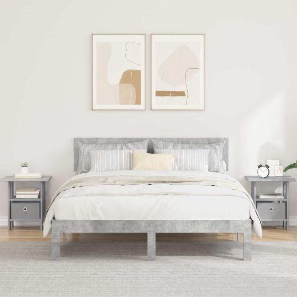 ARDEBO.de - Nachttisch 2 stk. Beton Grau 41 x 40 x 45 cm Holzwerkstoff