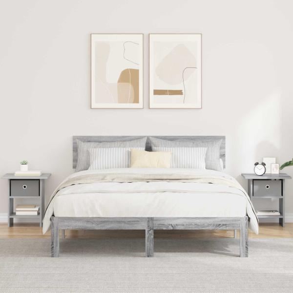 ARDEBO.de - Nachttisch 2 Stk. Sonoma-Grau 41 x 40 x 45 cm Holzwerkstoff