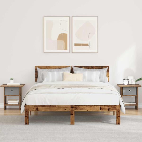 ARDEBO.de - Nachttisch 2 Stk. Altholz 41 x 40 x 45 cm Holzwerkstoff
