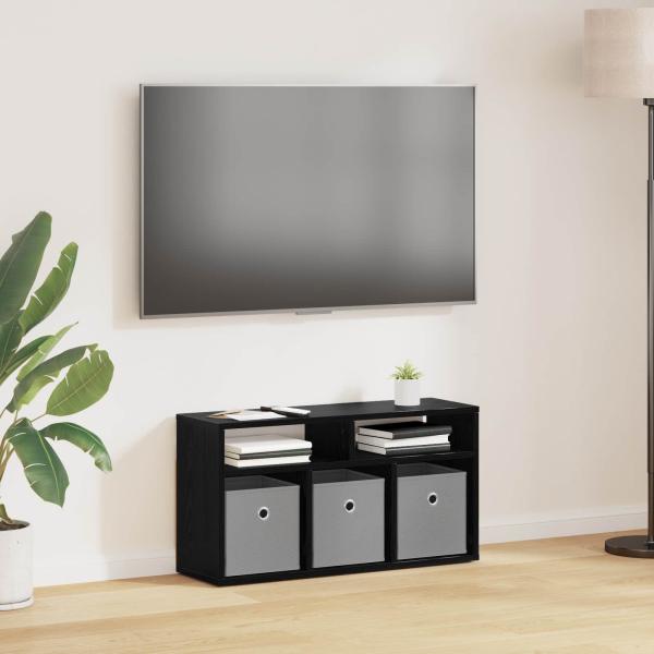 ARDEBO.de - Lowboard mit Schubladen Schwarz Eichen-Optik 72 x 22,5 x 38 cm