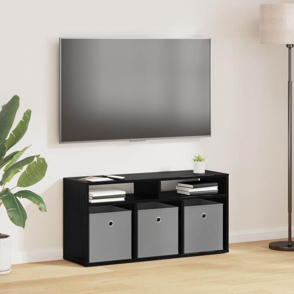 ARDEBO.de - Lowboard mit Schubladen Schwarz Eichen-Optik 87 x 27,5 x 43 cm