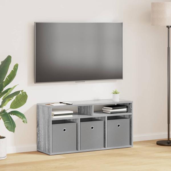 ARDEBO.de - Lowboard mit Schubladen Graues Sonoma 87 x 27,5 x 43 cm