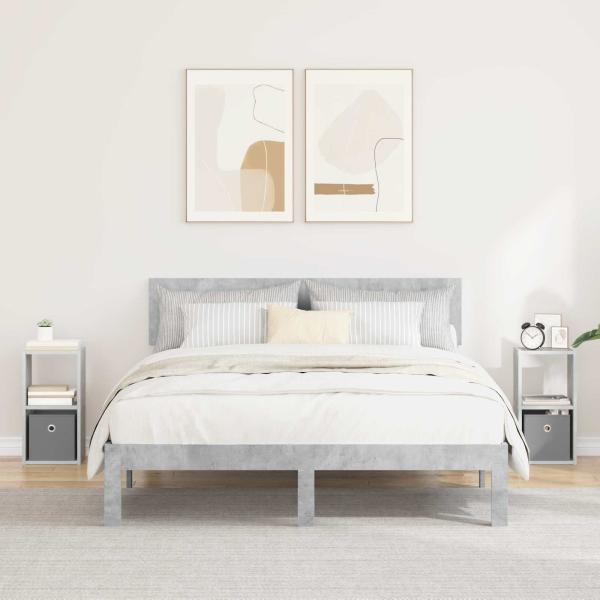 ARDEBO.de - Nachttisch 2 stk. Beton Grau 25,5 x 22 x 49,5 cm Holzwerkstoff