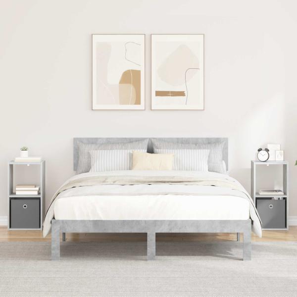 ARDEBO.de - Nachttisch 2 stk. Beton Grau 30,5 x 27 x 59,5 cm Holzwerkstoff