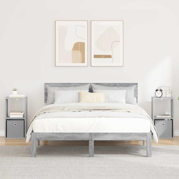 ARDEBO.de - Nachttisch 2 stk. Graues Sonoma 30,5 x 27 x 59,5 cm
