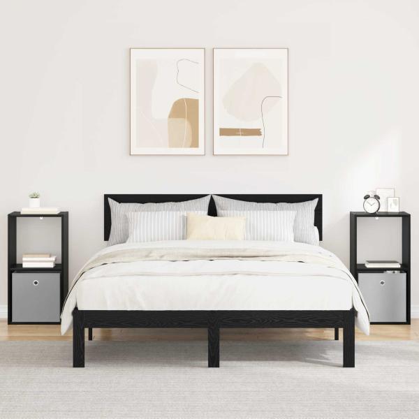 ARDEBO.de - Nachttisch 2 stk. Schwarz Eichen-Optik 35 x 32 x 68,5 cm