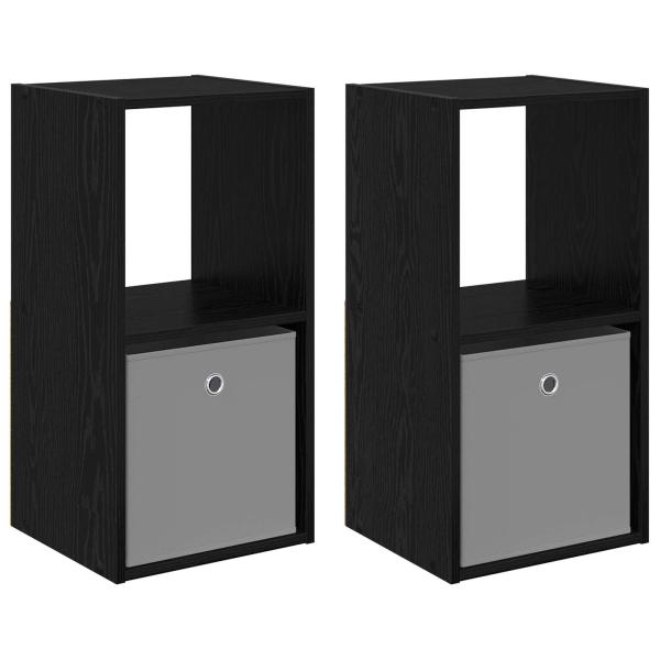 Nachttisch 2 stk. Schwarz Eichen-Optik 35 x 32 x 68,5 cm
