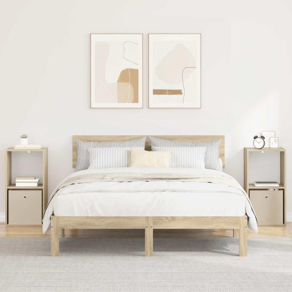 ARDEBO.de - Nachttisch 2 stk. Sonoma-Eiche 35 x 32 x 68,5 cm Holzwerkstoff