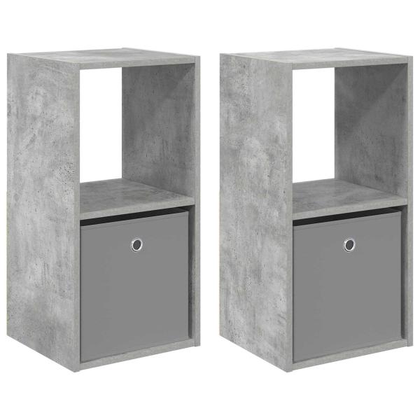 Nachttisch 2 stk. Beton Grau 35 x 32 x 68,5 cm Holzwerkstoff