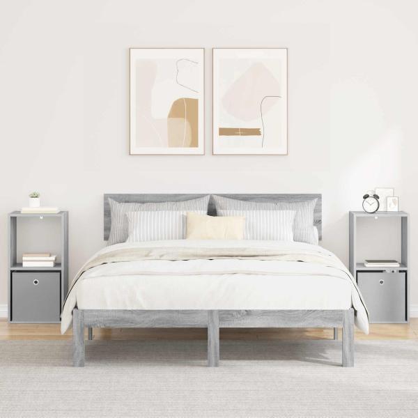 ARDEBO.de - Nachttisch 2 stk. Graues Sonoma 35 x 32 x 68,5 cm Holzwerkstoff