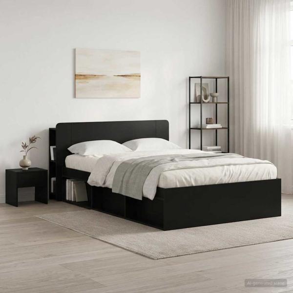 ARDEBO.de - Kopfteil Schrank Schwarz 135 x 18,5 x 80 cm Holzwerkstoff