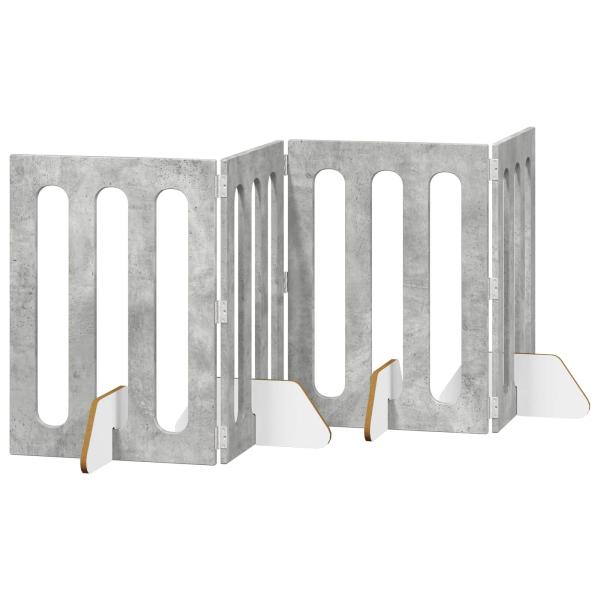 Faltbarer Haustierzaun 4 stk. Betongrau 201 x 38 x 70 cm
