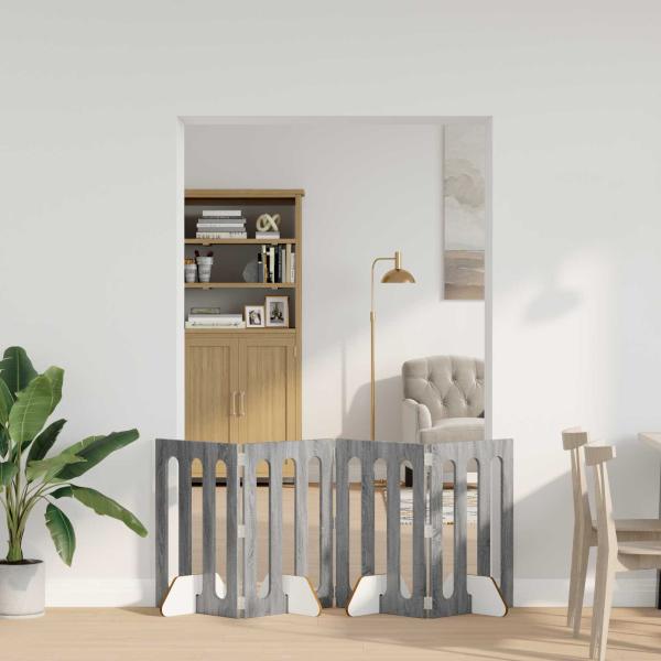 ARDEBO.de - Faltbarer Haustierzaun 4 stk. Sonoma-Grau 201 x 38 x 70 cm
