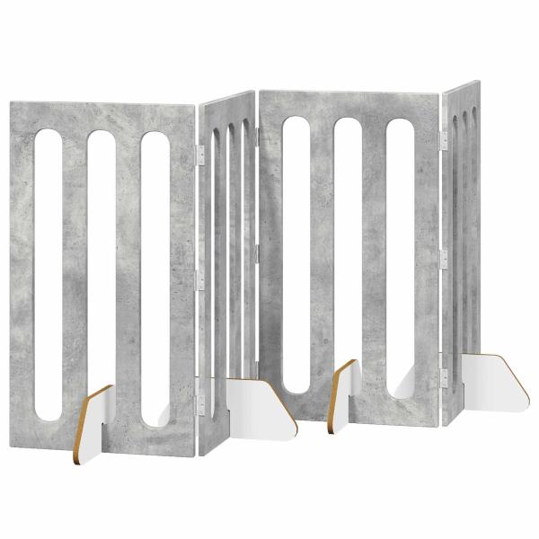 Faltbarer Haustierzaun 4 stk. Betongrau 201 x 38 x 90 cm