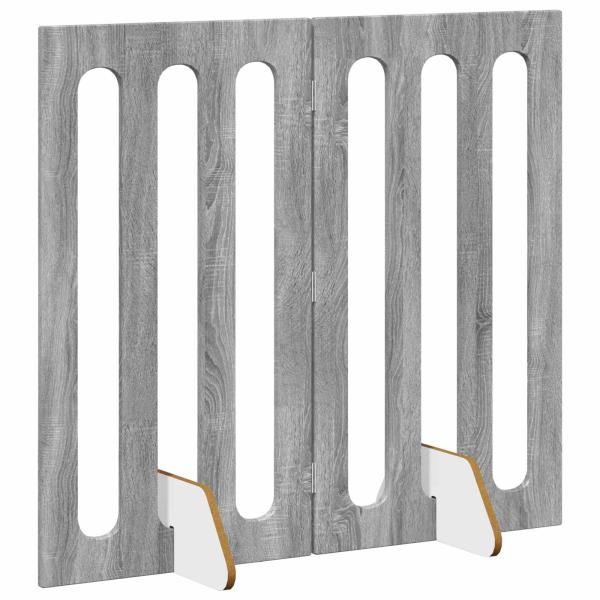 Faltbarer Haustierzaun 2 Stk. Graues Sonoma 100,5 x 38 x 90 cm