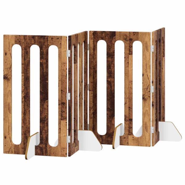 Faltbarer Haustierzaun 4 Stk. Eichenholz 201 x 38 x 90 cm