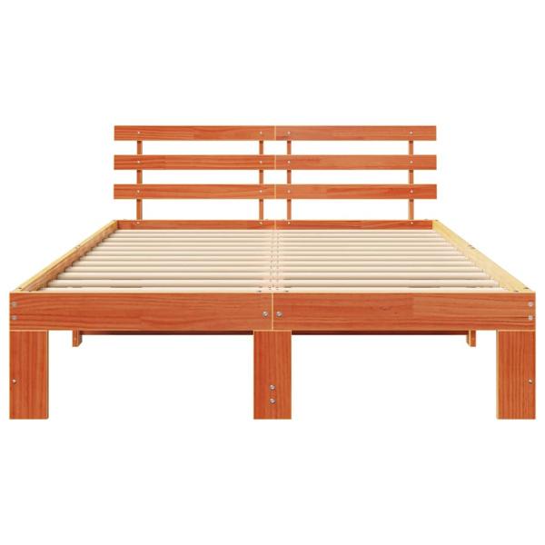 Bettrahmen Wachsbraun 135 x 190 cm Massives Kiefernholz