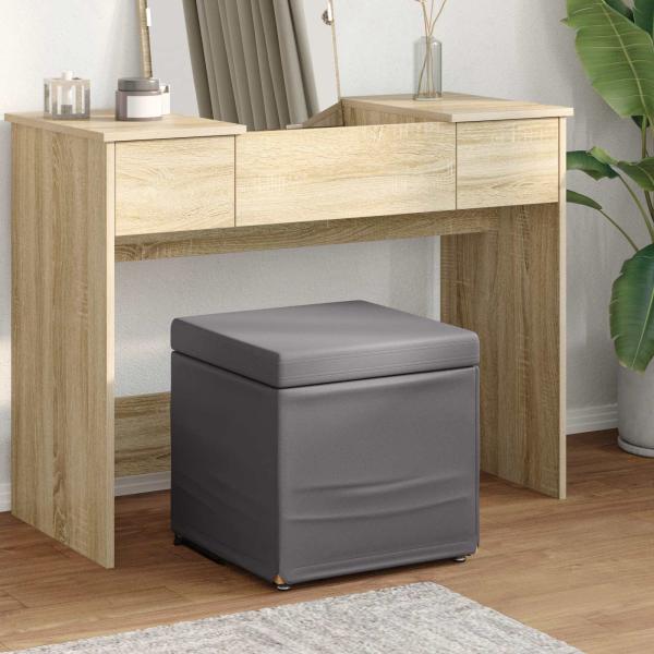 ARDEBO.de - Hocker Grau 41 x 41 x 40 cm Kunstleder und Engineering Holz
