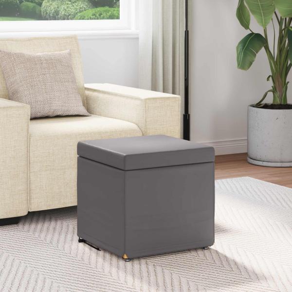 Hocker Grau 41 x 41 x 40 cm Kunstleder und Engineering Holz