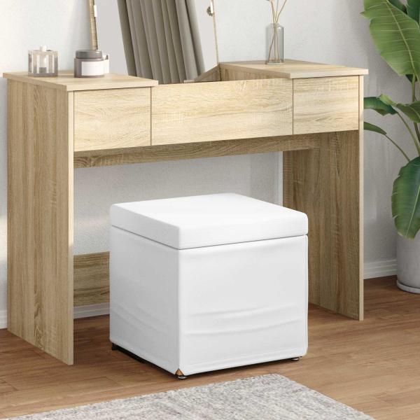 ARDEBO.de - Hocker Weiß 41 x 41 x 40 cm Kunstleder und Engineering Holz
