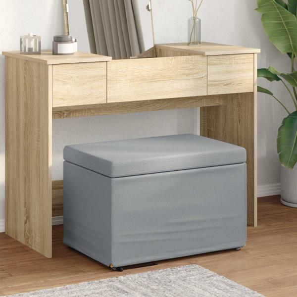 ARDEBO.de - Hocker Hellgrau 61 x 41 x 40 cm Stoff und Pressholz