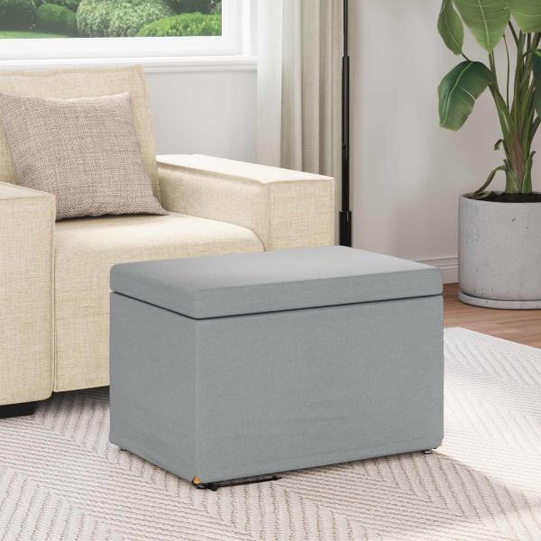 Hocker Hellgrau 61 x 41 x 40 cm Stoff und Pressholz