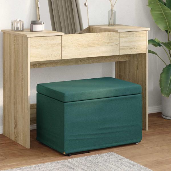 ARDEBO.de - Hocker Dunkelgrün 61 x 41 x 40 cm Stoff und Pressholz