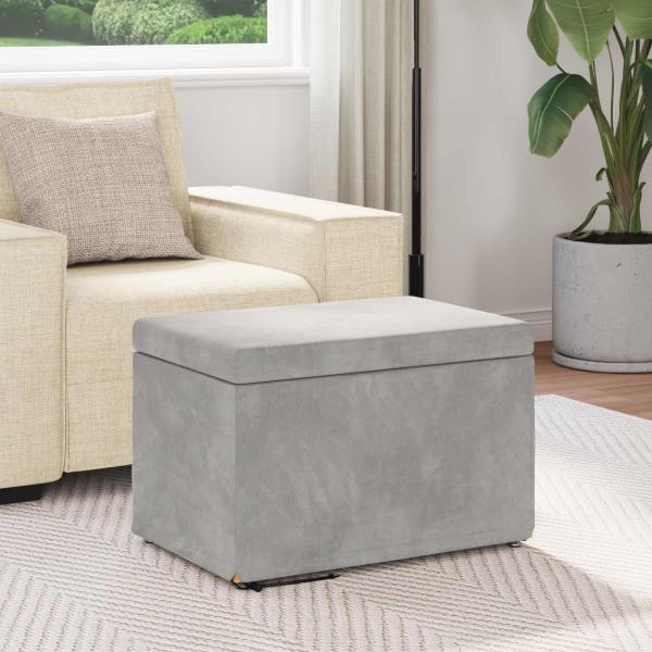 Hocker Hellgrau 61 x 41 x 40 cm Samt und Engineering Holz